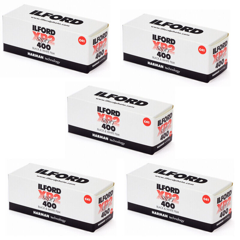 Ilford XP2 Super 120 400 ISO Black & White Print Film, 5 Rolls